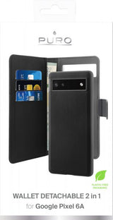 Puro Google Pixel 6a Fodral Wallet Detachable 2 in 1 Svart