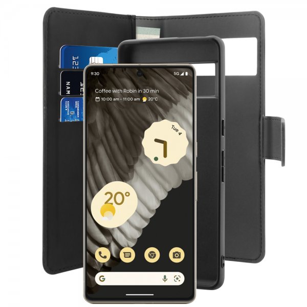 Puro Google Pixel 7 Pro Fodral Wallet Detachable 2 in 1 Svart