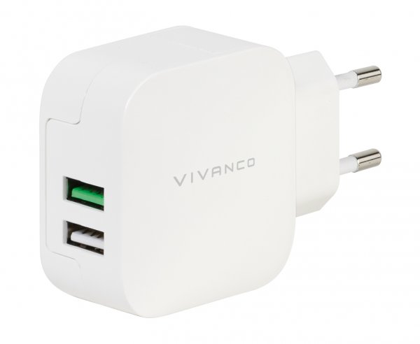 Vivanco Laddare 2xUSB-A 3.4A (2.4+1A) 18W Vit