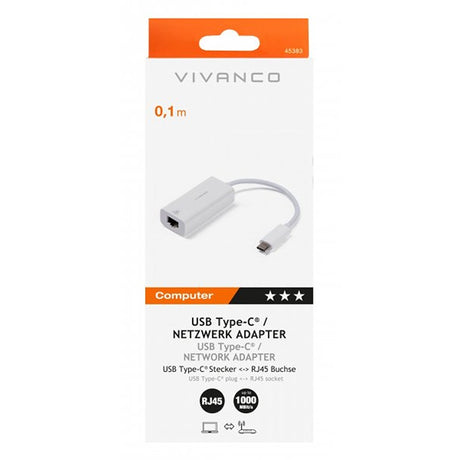 Vivanco Adapter USB Type-C Network Adapter RJ45 Vit