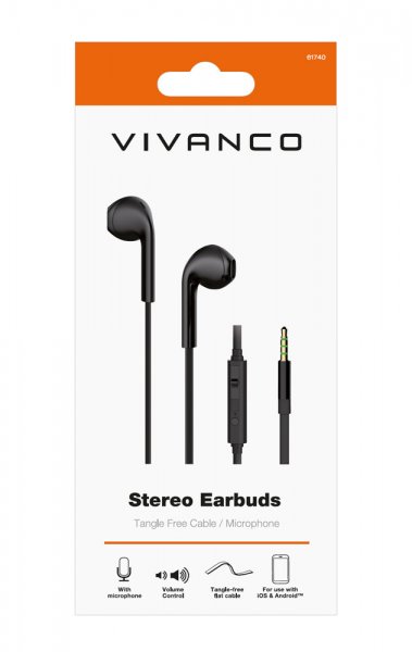 Vivanco Hörlurar Stereo Earbuds 3.5mm Svart