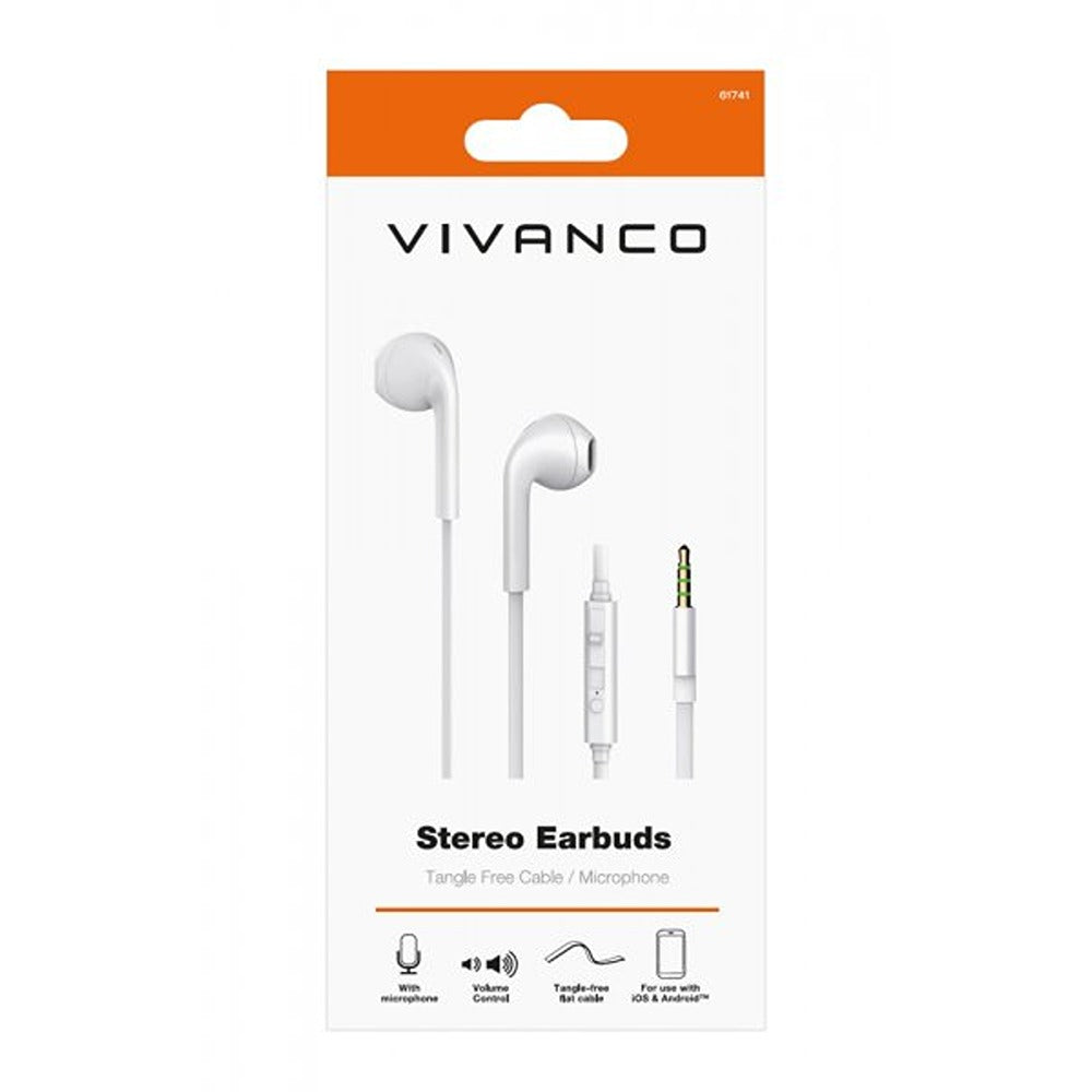 Vivanco Hörlurar Stereo Earbuds 3.5mm Vit