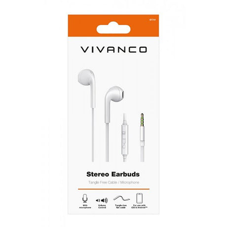 Vivanco Hörlurar Stereo Earbuds 3.5mm Vit