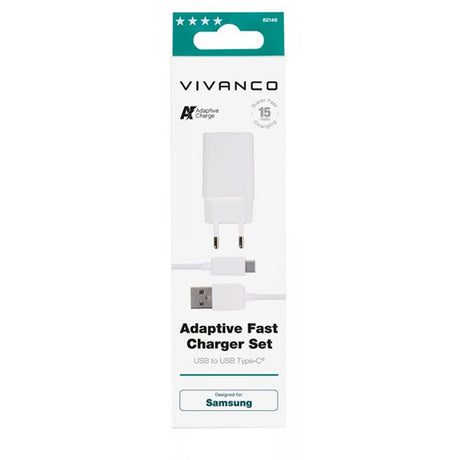 Vivanco Laddare med Kabel Adaptive Fast Charger Set USB-C 15W 1m Vit