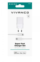 Vivanco Laddare med Kabel Super Fast Charger Set USB-C/Lightning 20W 1.2m Vit