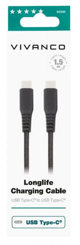 Vivanco Kabel Longlife Braided USB-C/USB-C 1.5m Svart