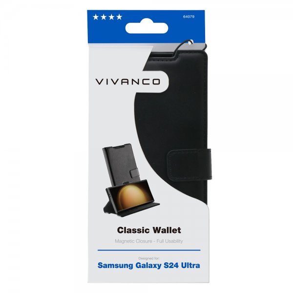 Vivanco Samsung Galaxy S24 Ultra Fodral Classic Wallet Svart