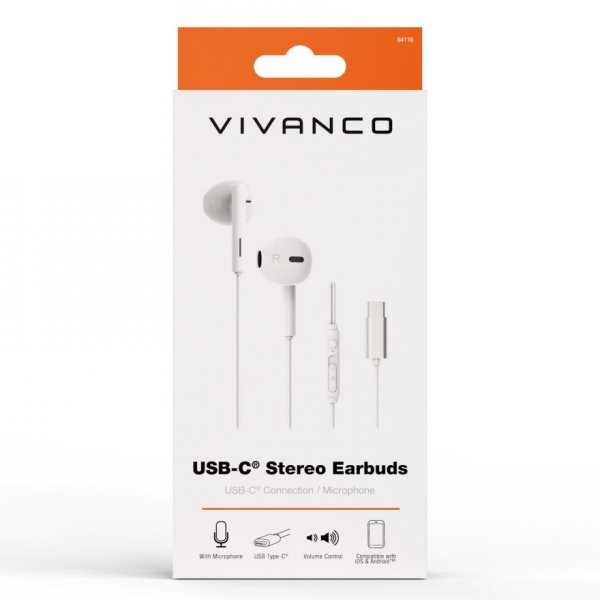 Vivanco Hörlurar Smart Pro USB-C In-Ear Headset Vit