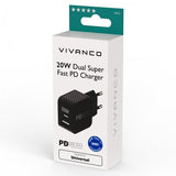 Vivanco Laddare 20W Dual Super Fast PD Charger Svart