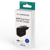 Vivanco Laddare 45W Dual Super Fast PD Charger Svart