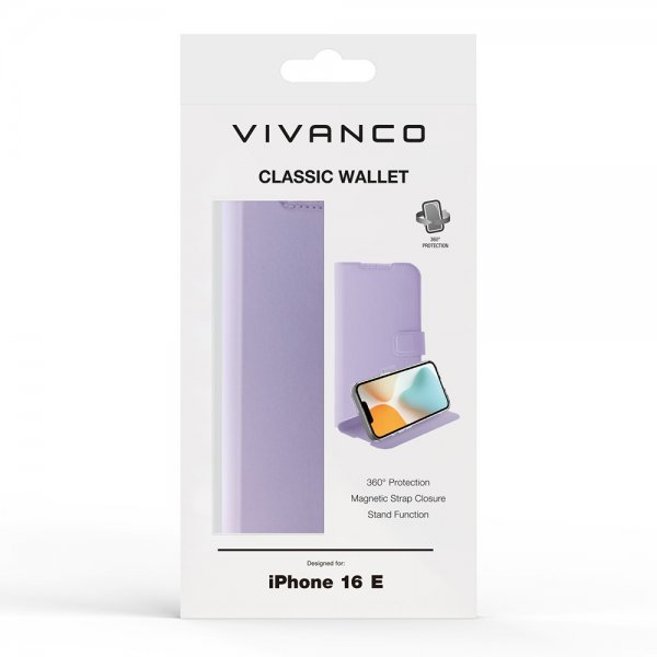Vivanco iPhone 16e/17e Fodral Classic Wallet Lavendel