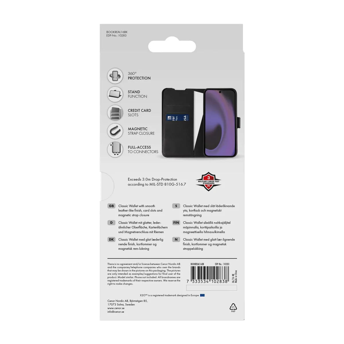 X2O Realme 16 Fodral Classic Wallet Svart