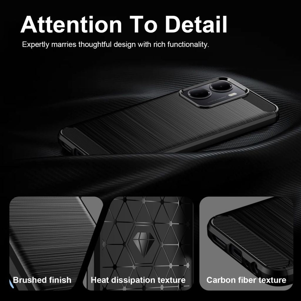 Xiaomi Redmi A7 Pro Skal Borstad Kolfibertextur Svart