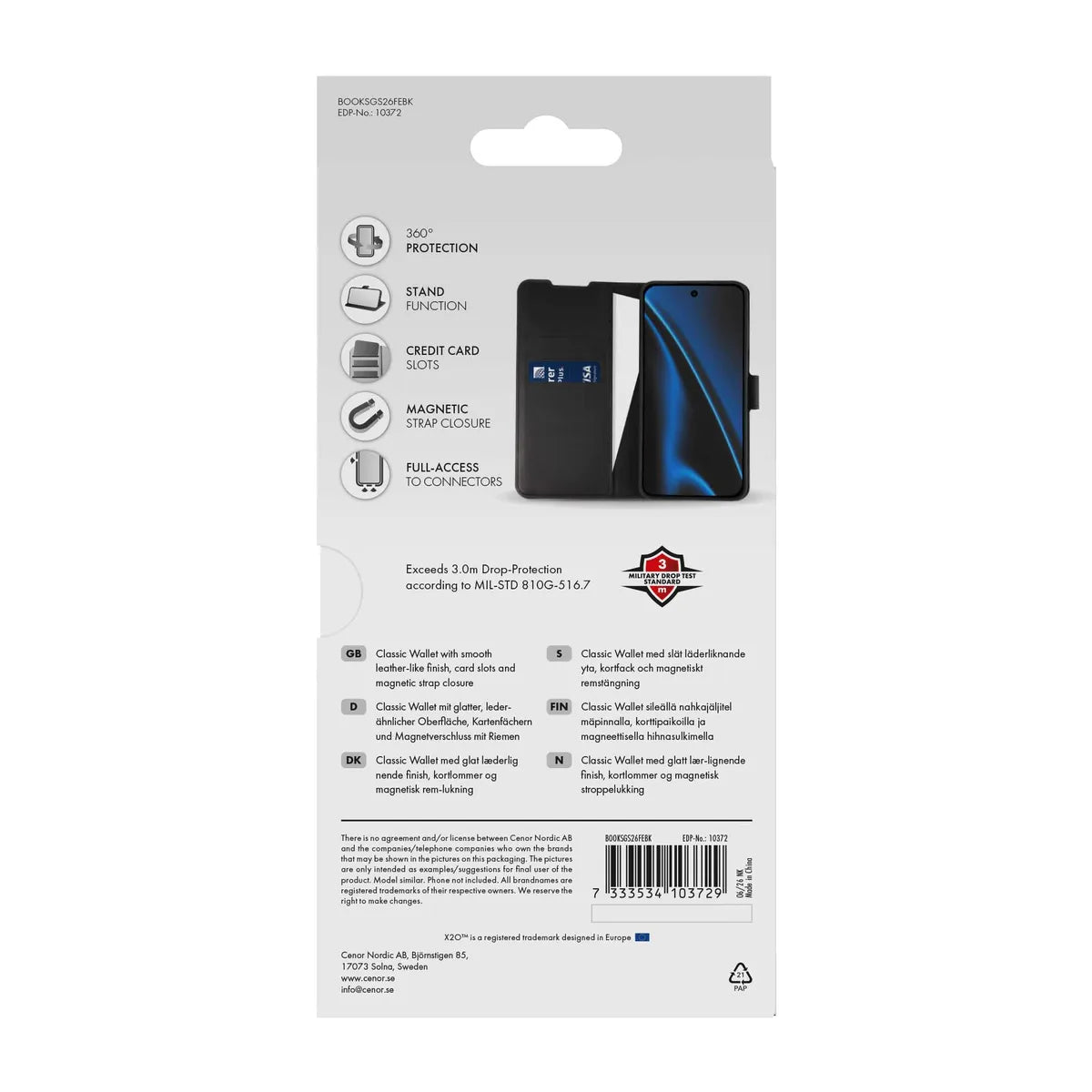 X2O Samsung Galaxy S26 FE Fodral Classic Wallet Svart