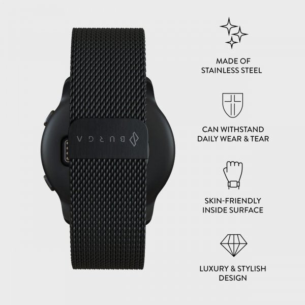 Burga Samsung Galaxy Watch 22mm Armband Metal Mesh Svart