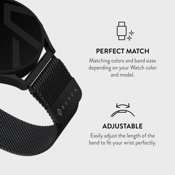 Burga Samsung Galaxy Watch 20mm Armband Metal Mesh Svart