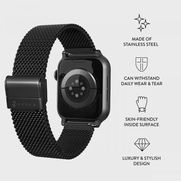 Burga Apple Watch 38/40/41/42mm Armband Mesh Elegance Svart