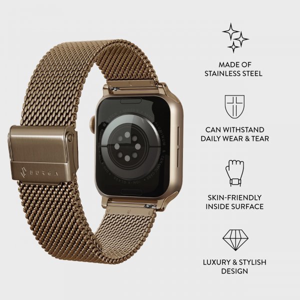 Burga Apple Watch 44/45/46mm/Ultra 49mm Armband Mesh Elegance Guld