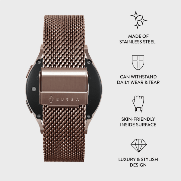 Burga Samsung Galaxy Watch 22mm Armband Mesh Elegance Roseguld