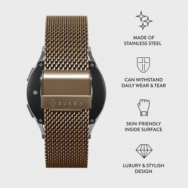 Burga Samsung Galaxy Watch 20mm Armband Mesh Elegance Guld