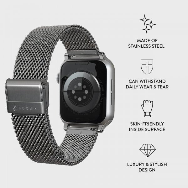 Burga Apple Watch 44/45/46mm/Ultra 49mm Armband Mesh Elegance Silver