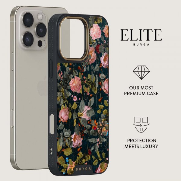 Burga iPhone 15 Pro Skal Elite Dark MagSafe Bloomy Garden