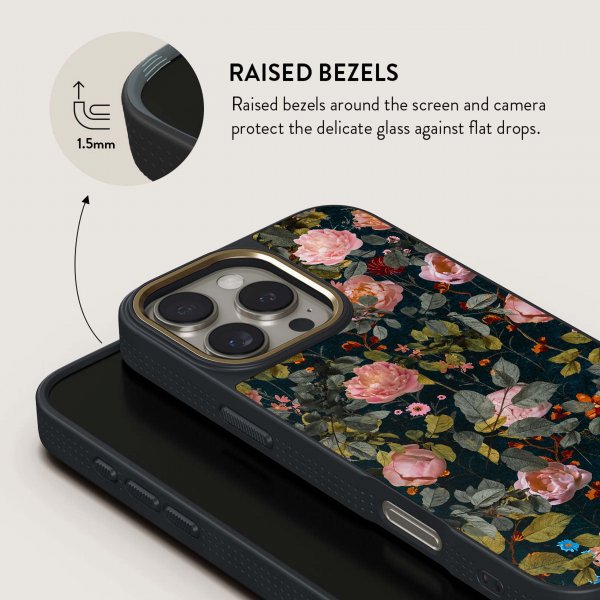 Burga iPhone 15 Pro Skal Elite Dark MagSafe Bloomy Garden