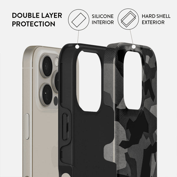 Burga iPhone 15 Skal Tough MagSafe Night Black Camouflage