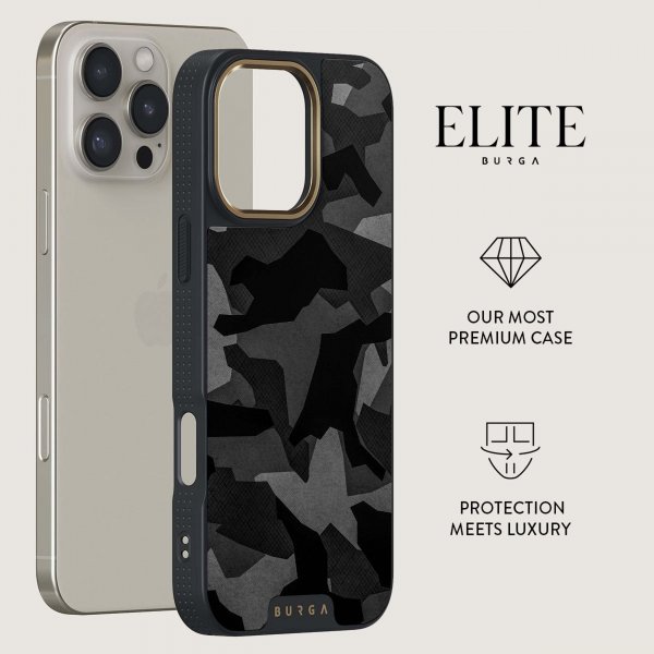 Burga iPhone 15 Pro Skal Elite Dark MagSafe Night Black Camo
