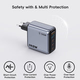 SiGN 140W Snabbladdare med Display 3xUSB-C/1xUSB-A Grå
