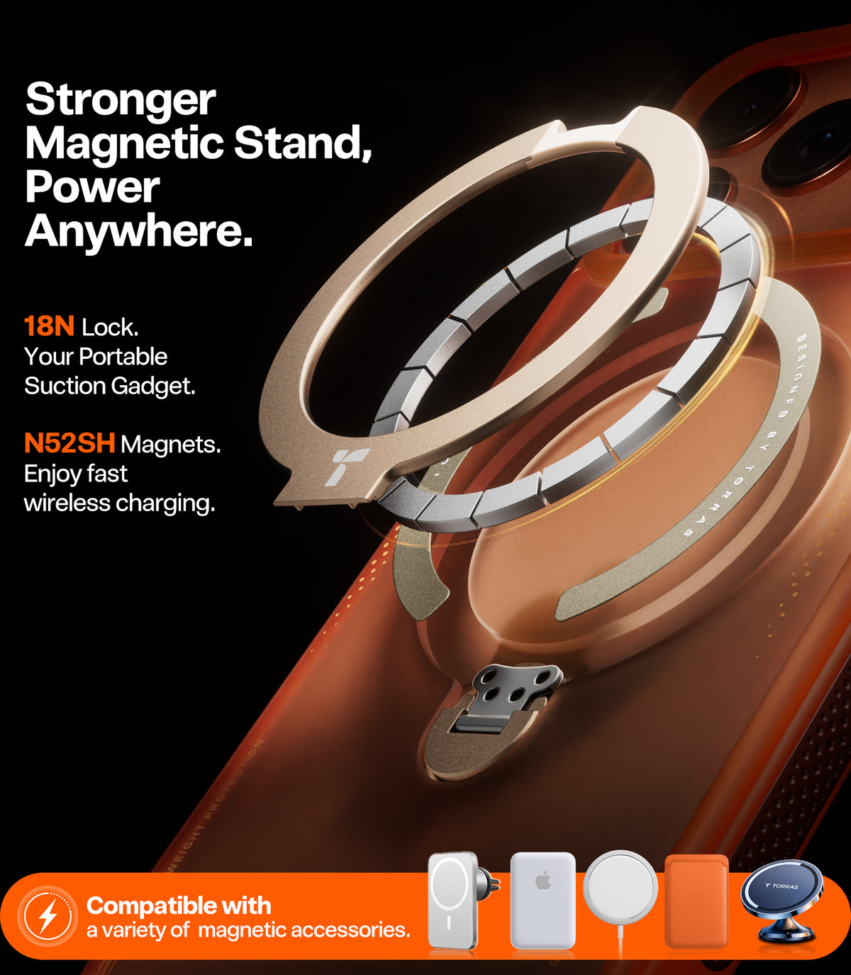 Torras iPhone 17 Pro Max Skal Ostand Q3 Air Energy Orange