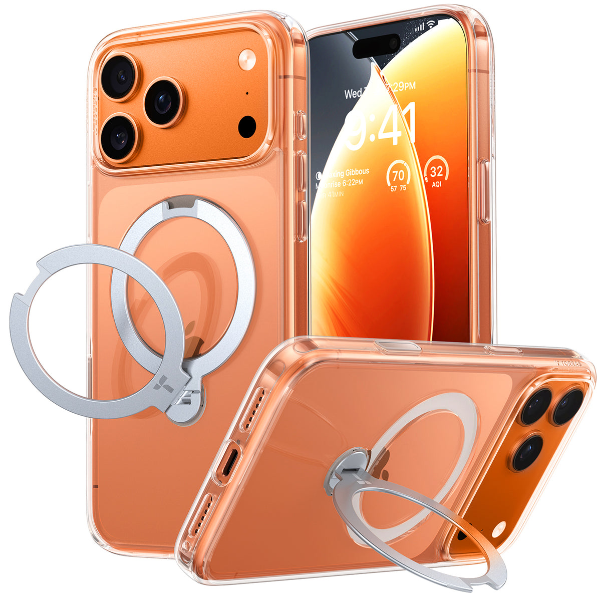 Torras iPhone 17 Pro Skal Ostand Q3 Spin Transparent