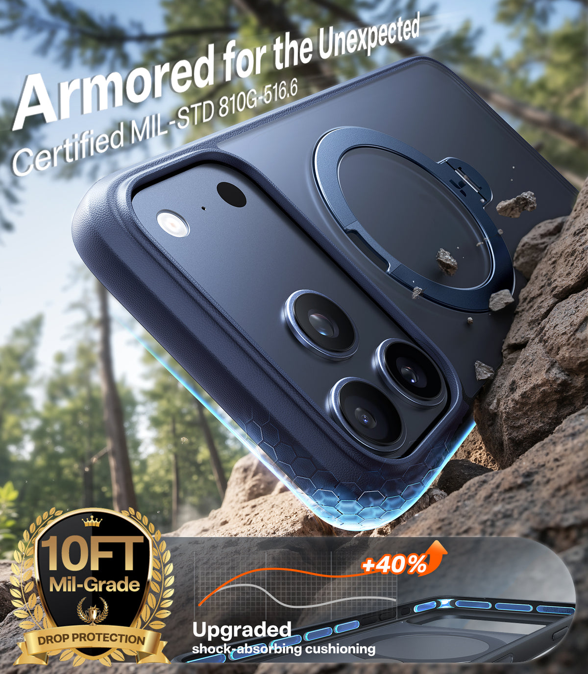 Torras iPhone 17 Pro Max Skal Ostand Q3 Spin Deep Blue