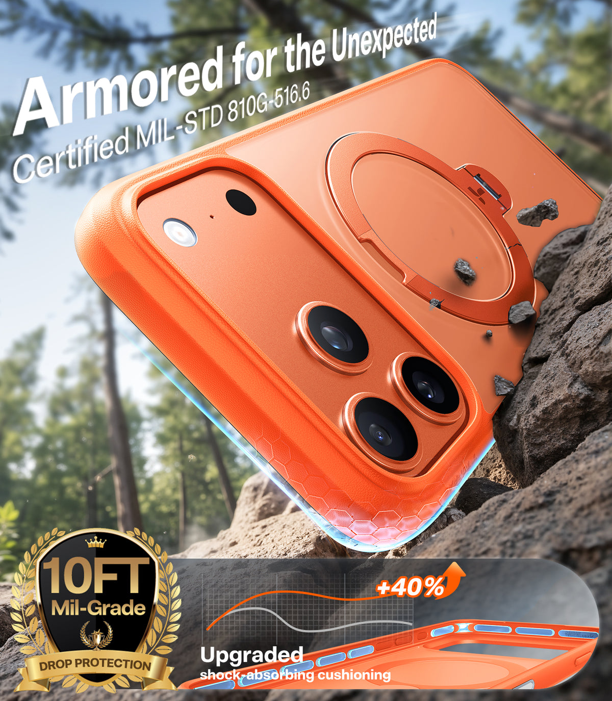 Torras iPhone 17 Pro Skal Ostand Q3 Spin Energy Orange