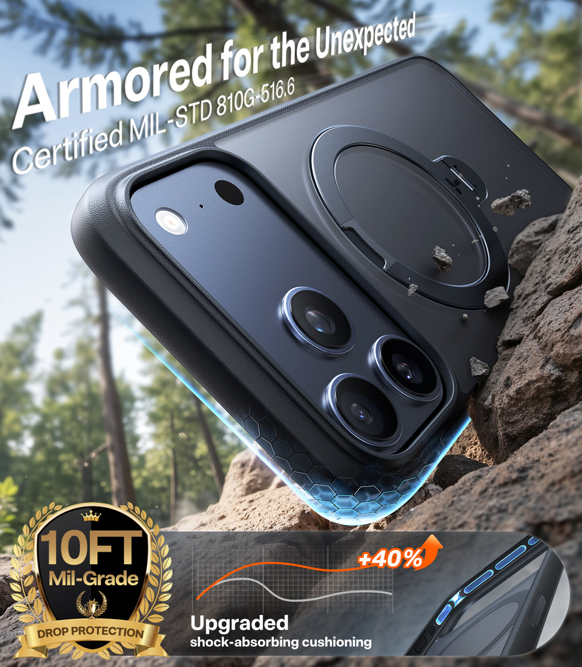 Torras iPhone 17 Pro Skal Ostand Q3 Spin Obsidian Black