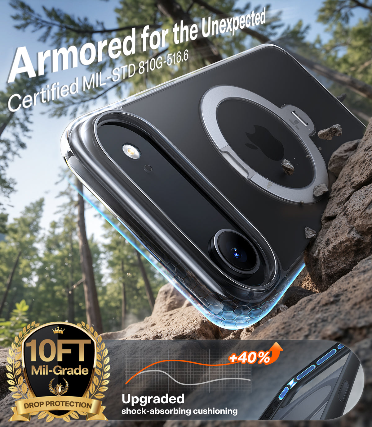 Torras iPhone Air Skal Ostand Q3 Spin Transparent