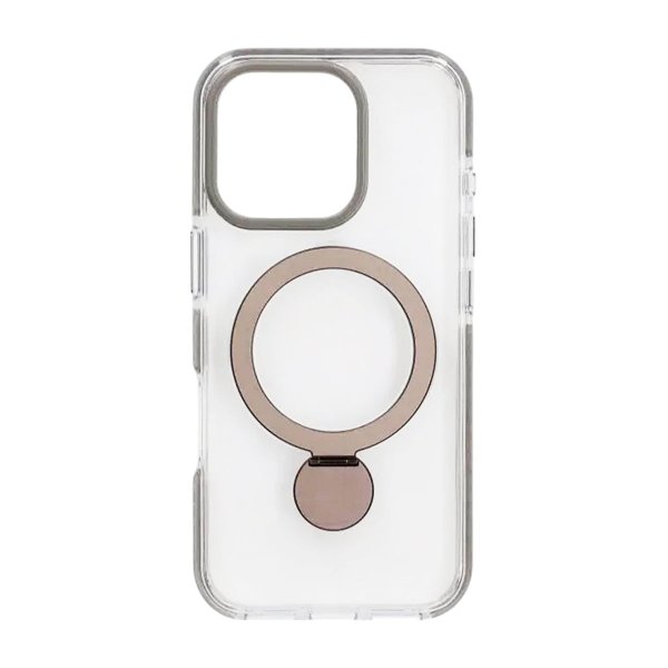 iPhone 16 Pro Skal Ringstativ MagSafe Grå Transparent
