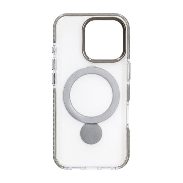 iPhone 16 Pro Max Skal Ringstativ MagSafe Grå Transparent