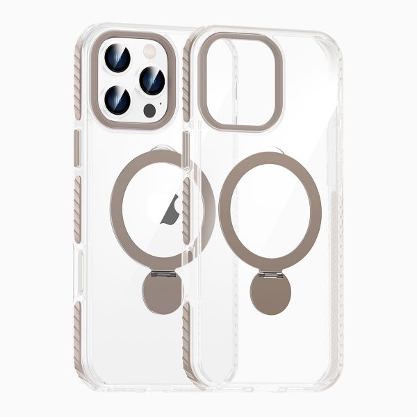 iPhone 16 Pro Max Skal Ringstativ MagSafe Grå Transparent