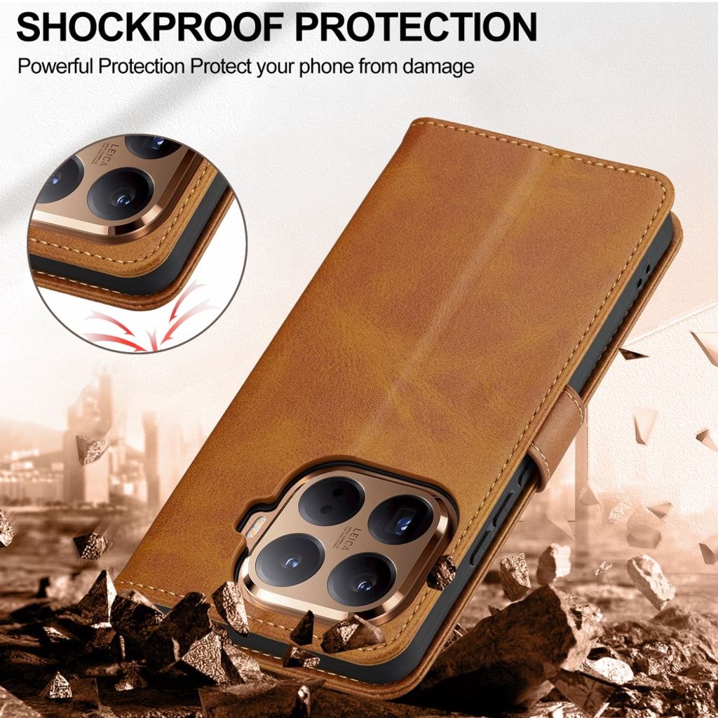 Lc.Imeeke Xiaomi 17T Fodral med Kortfack Stativfunktion Ljusbrun