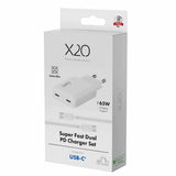 X2O 65W Dual Slim Hemmaladdarset USB-C/C GaN 1.5m Vit