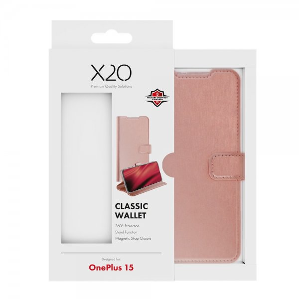 X2O OnePlus 15 Fodral Classic Wallet Roseguld