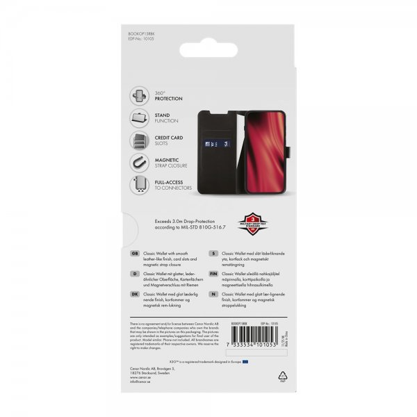 X2O OnePlus 15R Fodral Classic Wallet Svart