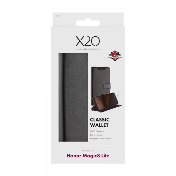 X2O Honor Magic 8 Lite Fodral Classic Wallet Svart
