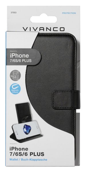 Vivanco iPhone 6/6S Plus/iPhone 7 Plus/iPhone 8 Plus Fodral Classic Wallet Svart