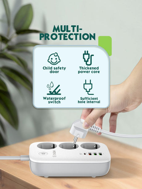 SiGN Smart WiFi 3-vägs Grenuttag 30W USB-A/USB-C 1.5m