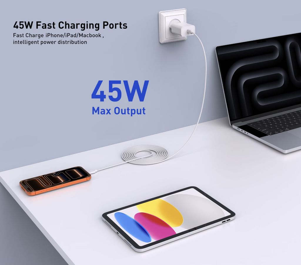 SiGN 45W Väggladdare USB-C PD Vit