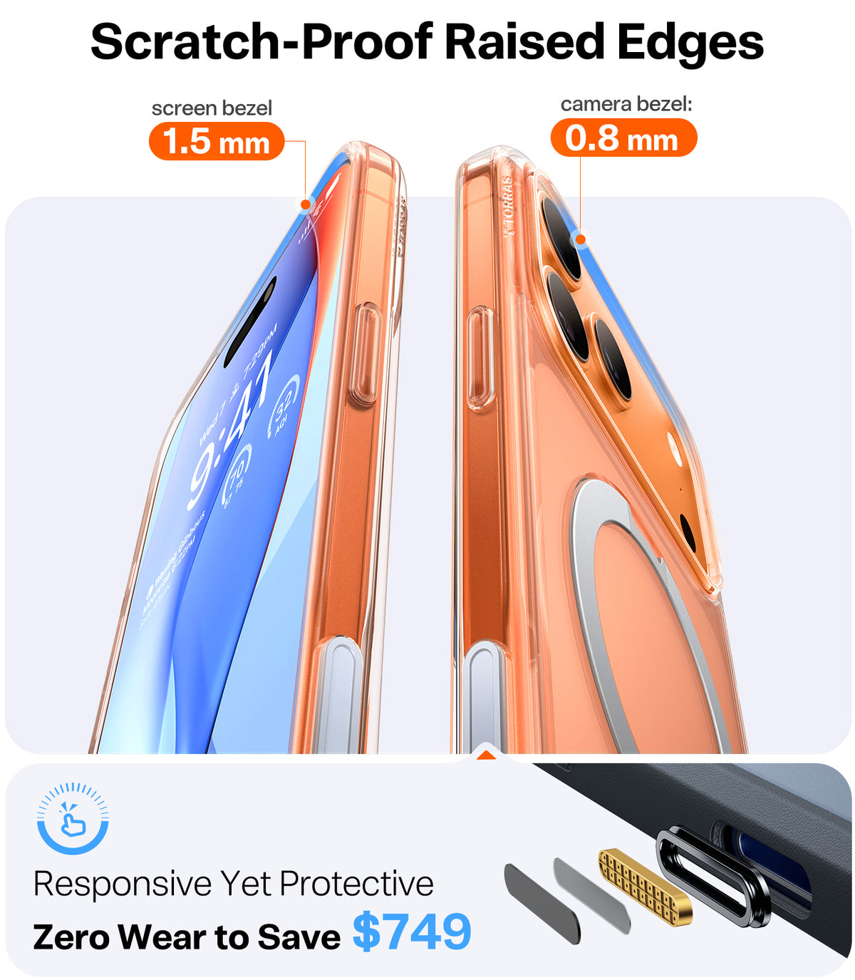 Torras iPhone 17 Pro Skal Ostand Q3 Spin Transparent