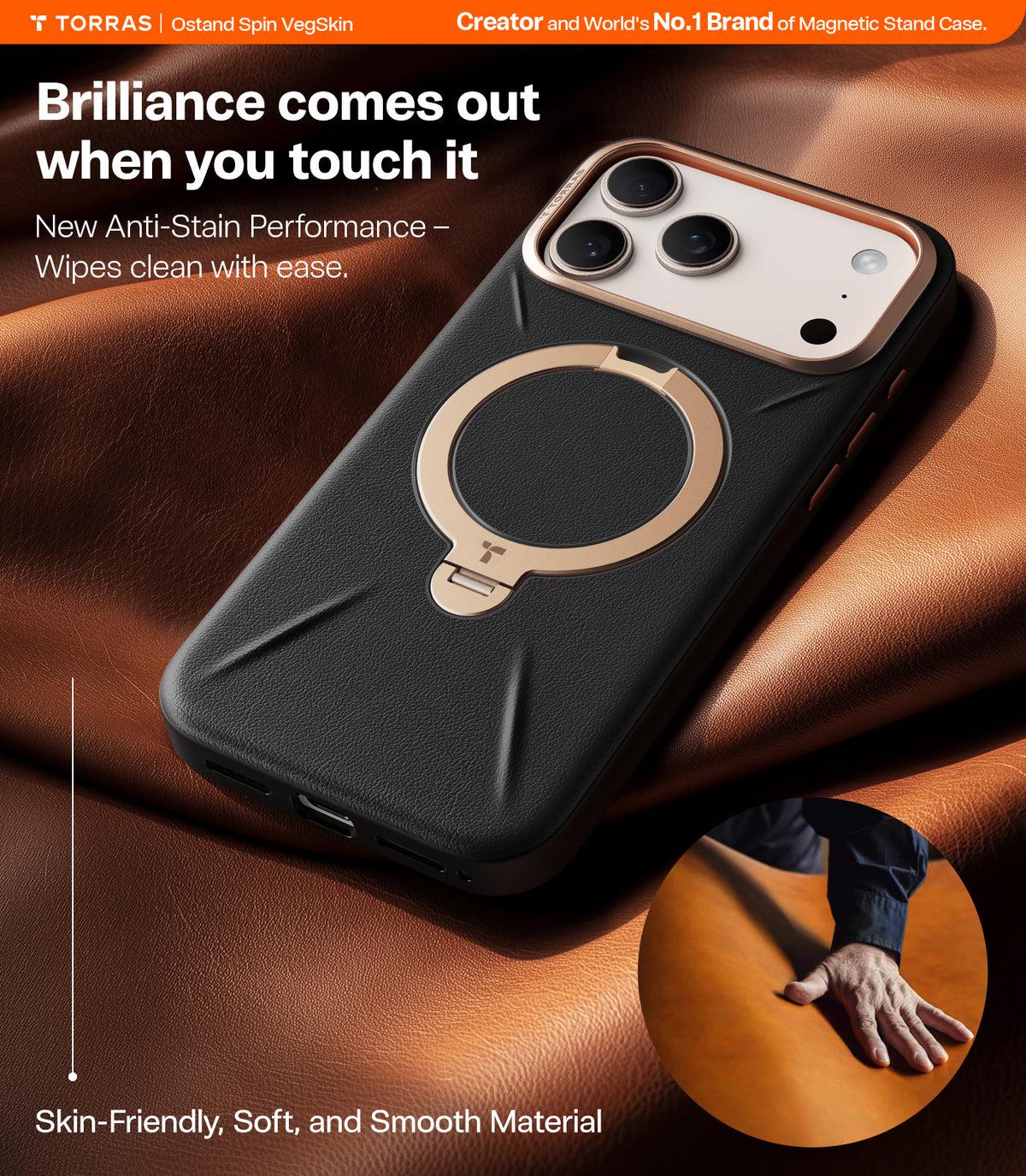 Torras iPhone 17 Pro Skal Ostand Q3 Vegskin Obsidian Black