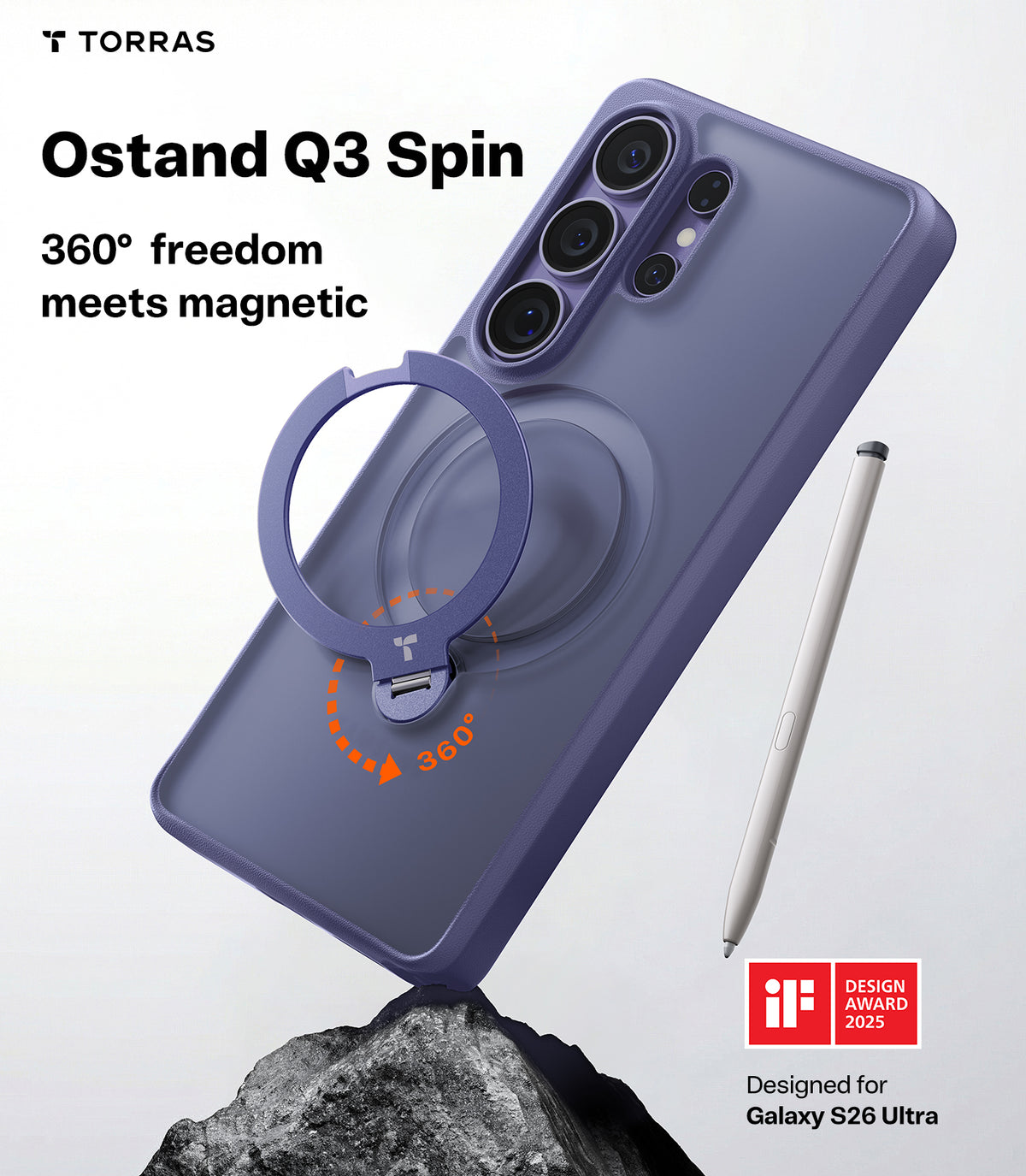 Torras Samsung Galaxy S26 Ultra Skal Ostand Q3 Spin Violet Surge
